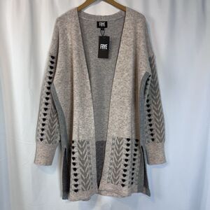 Frye Women's Size Large Aztec Print Open Front Cardigan Sweater